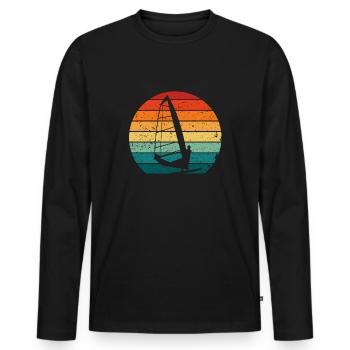 Planche à voile Planche à voile Vagues Eau de vent - T-shirt manches longues Premium bio Homme - noir - Devant - Nico (187cm)