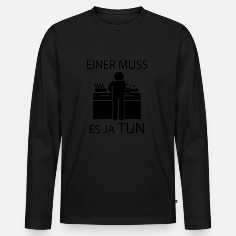 Abwaschen - Männer Premium Bio Langarmshirt - Schwarz