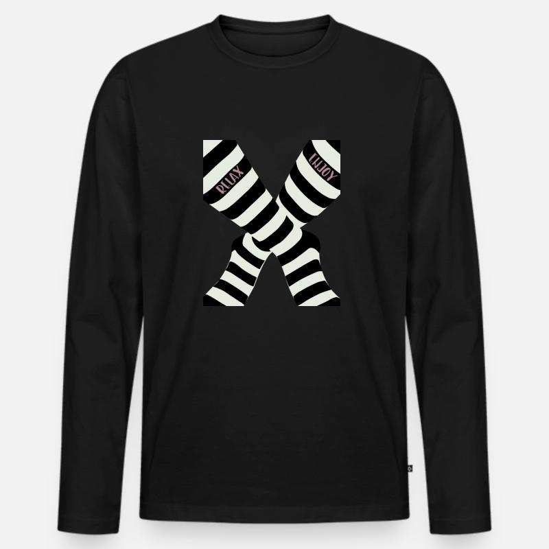 relax and enjoy - Männer Premium Bio Langarmshirt - Schwarz