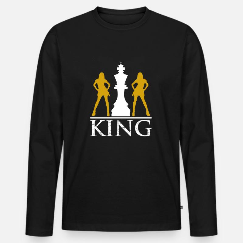 Der Schach König - Männer Premium Bio Langarmshirt - Schwarz