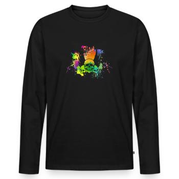 Crâne avec tache de couleur - T-shirt manches longues Premium bio Homme - noir - Devant - Nico (187cm)