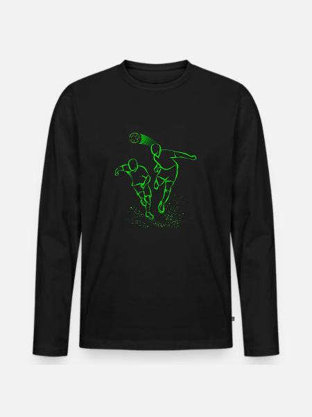 Fußball Neon Fußballer Shirt - Männer Premium Bio Langarmshirt - Schwarz