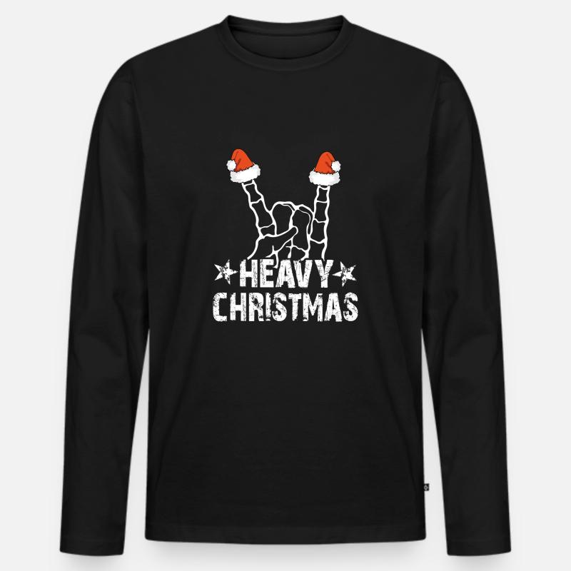Heavy Christmas - Männer Premium Bio Langarmshirt - Schwarz