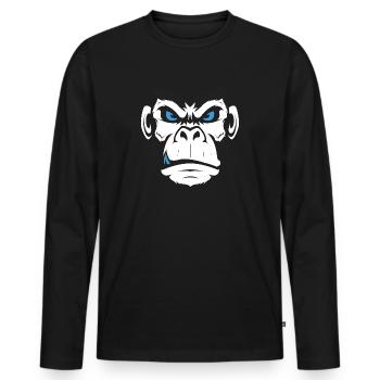 Monkey Affe Affentanz Böse Gesicht Face - Männer Premium Bio Langarmshirt - Schwarz - Vorne - Nico (187cm)