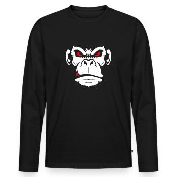 Monkey Affe Affentanz Böse Gesicht Face - Männer Premium Bio Langarmshirt - Schwarz - Vorne - Nico (187cm)