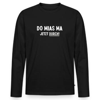 Lustiger Dialekt Mundart Österreicher Österreich - Männer Premium Bio Langarmshirt - Schwarz - Vorne - Nico (187cm)