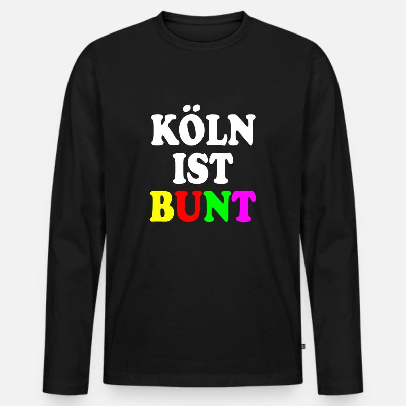 Köln ist bunt - Männer Premium Bio Langarmshirt - Schwarz