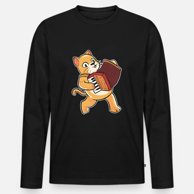 Akkordeon - Männer Premium Bio Langarmshirt - Schwarz