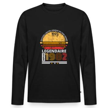 Août 1982 Vintage Anniversaire Rétro - T-shirt manches longues Premium bio Homme - noir - Devant - Nico (187cm)