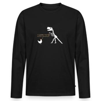 Ich war mal so ein Badass | Dinosaurier, Huhn - Männer Premium Bio Langarmshirt - Schwarz - Vorne - Nico (187cm)