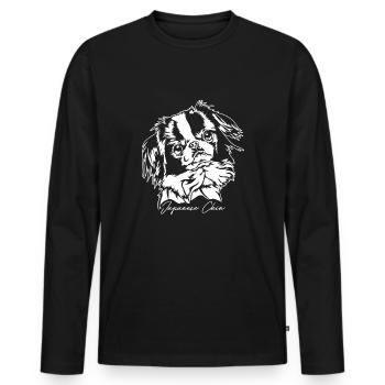 Japanese Chin Portrait Dogs Dog Wilsigns - Men's Premium Organic Long Sleeve Shirt - black - Front - Nico (187cm)