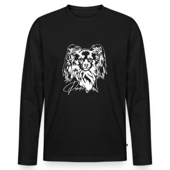 Papillon Portrait Dogs Dog Wilsigns - Men's Premium Organic Long Sleeve Shirt - black - Front - Nico (187cm)