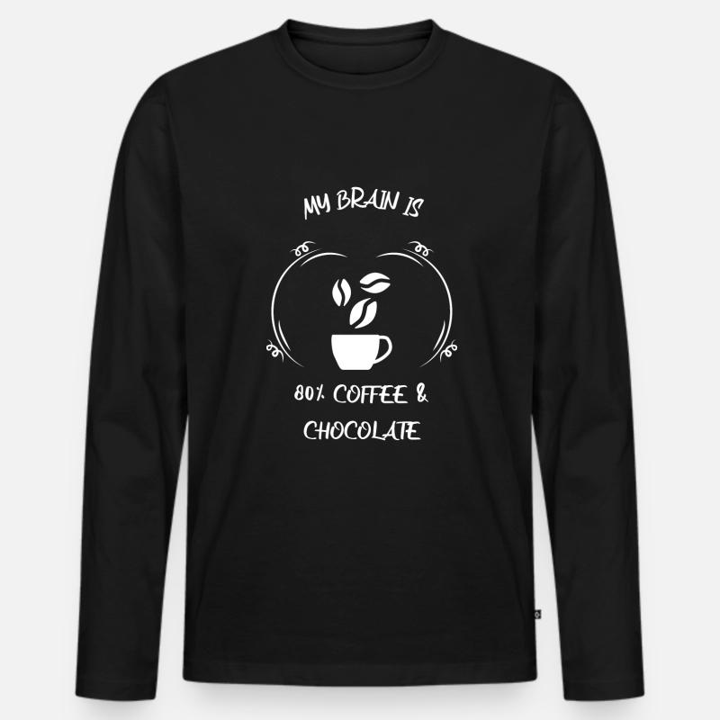 Kaffee Espresso Käffchen & Schokolade - Männer Premium Bio Langarmshirt - Schwarz