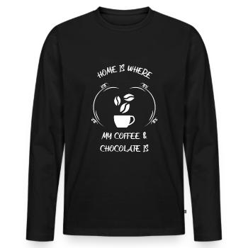 Café, expresso, café et chocolat - T-shirt manches longues Premium bio Homme - noir - Devant - Nico (187cm)