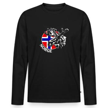 NORGE Elk Norway Animal Wilderness Wilsigns - Men's Premium Organic Long Sleeve Shirt - black - Front - Nico (187cm)