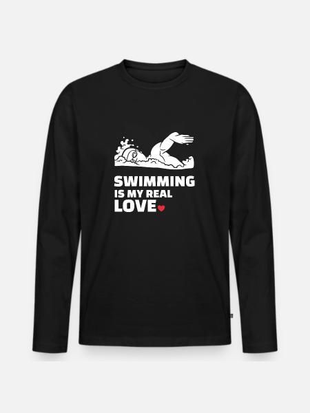 I love swimming - Men's Premium Organic Long Sleeve Shirt - black