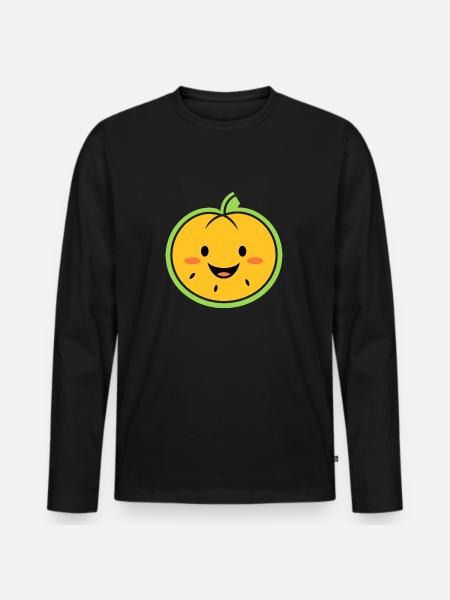 Fruit Humor Little Melon - Men's Premium Organic Long Sleeve Shirt - black