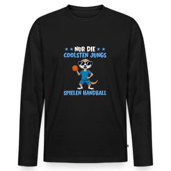 Nur die coolsten Jungs spielen Handball - Männer Premium Bio Langarmshirt - Schwarz - Vorne - Nico (187cm)