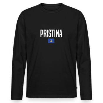 Pristina, Kosovo - T-shirt manches longues Premium bio Homme - noir - Devant - Nico (187cm)