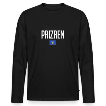 Prizren, Kosovo - T-shirt manches longues Premium bio Homme - noir - Devant - Nico (187cm)