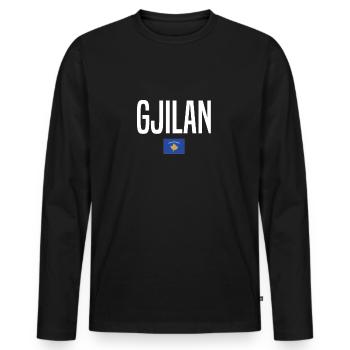 Gjilan, Kosovo - T-shirt manches longues Premium bio Homme - noir - Devant - Nico (187cm)