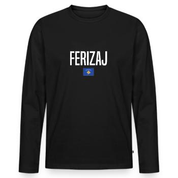 Ferizaj, Kosovo - T-shirt manches longues Premium bio Homme - noir - Devant - Nico (187cm)