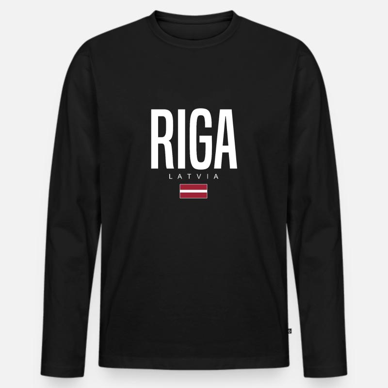 Riga Lettland - Männer Premium Bio Langarmshirt - Schwarz