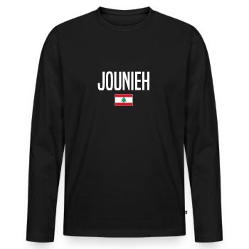 Jounieh Liban - T-shirt manches longues Premium bio Homme - noir - Devant - Nico (187cm)