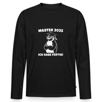Master 2025 Pinguin Bestandenes Studium - Männer Premium Bio Langarmshirt - Schwarz - Vorne - Nico (187cm)