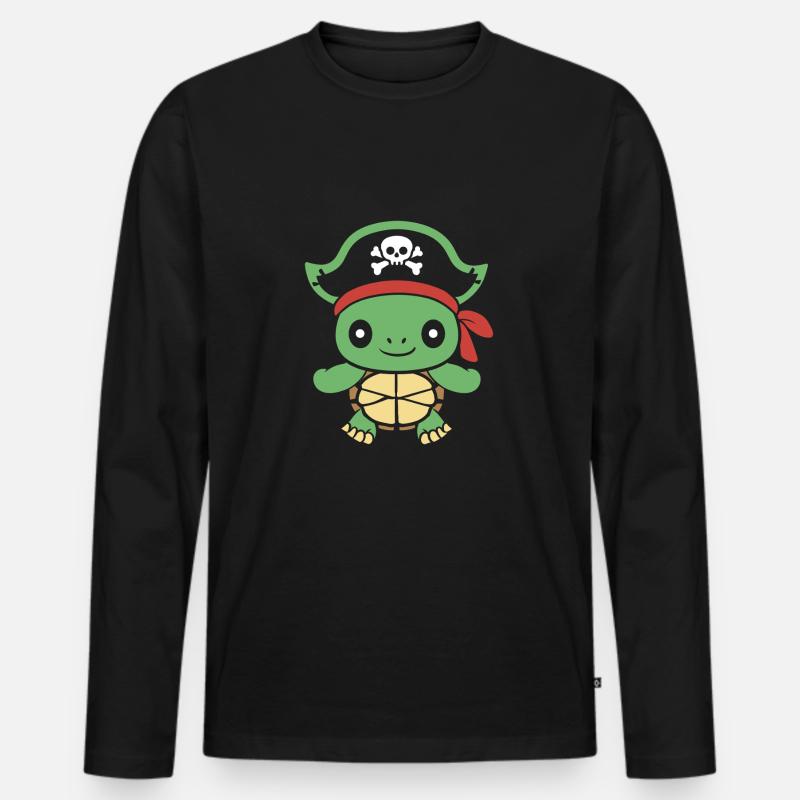 Pirat - Männer Premium Bio Langarmshirt - Schwarz