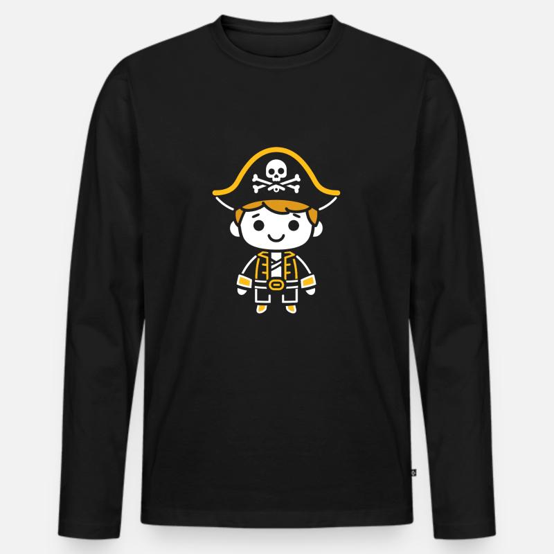 Pirat - Männer Premium Bio Langarmshirt - Schwarz