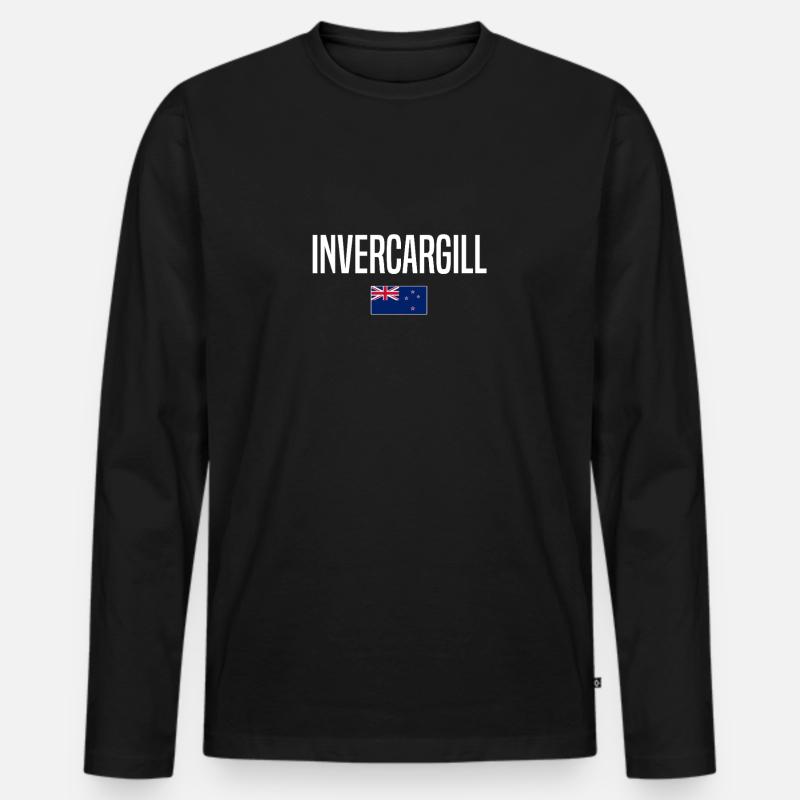 Invercargill Neuseeland - Männer Premium Bio Langarmshirt - Schwarz