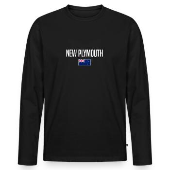 New Plymouth, New Zealand - Men's Premium Organic Long Sleeve Shirt - black - Front - Nico (187cm)