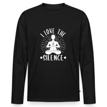 Pilates Enthusiasts I Love The Silence Pilates - Men's Premium Organic Long Sleeve Shirt - black - Front - Nico (187cm)
