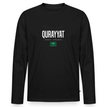 Qurayyat, Arabie saoudite - T-shirt manches longues Premium bio Homme - noir - Devant - Nico (187cm)