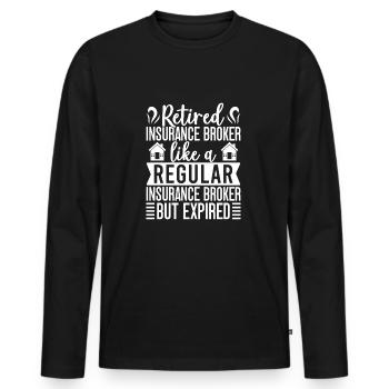 Costume d’agent d’assurance régulier mais expiré - T-shirt manches longues Premium bio Homme - noir - Devant - Nico (187cm)