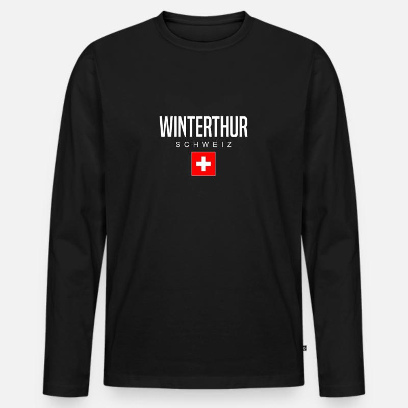 Winterthur Schweiz - Männer Premium Bio Langarmshirt - Schwarz