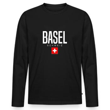 Basel Schweiz - Männer Premium Bio Langarmshirt - Schwarz - Vorne - Nico (187cm)