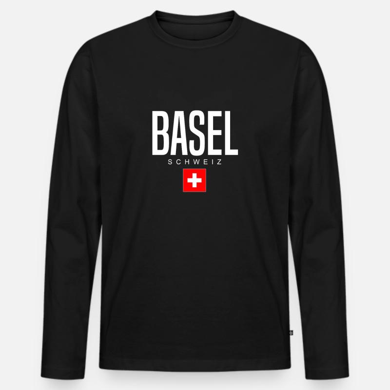 Basel Schweiz - Männer Premium Bio Langarmshirt - Schwarz