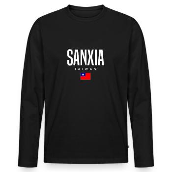Sanxia, Taiwan - Men's Premium Organic Long Sleeve Shirt - black - Front - Nico (187cm)