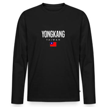 Yongkang, Taiwan - Men's Premium Organic Long Sleeve Shirt - black - Front - Nico (187cm)