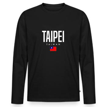 Taipei, Taiwan - Men's Premium Organic Long Sleeve Shirt - black - Front - Nico (187cm)