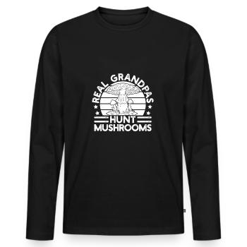 Morilles Champignons Vrais Papys Chasse Champignon - T-shirt manches longues Premium bio Homme - noir - Devant - Nico (187cm)