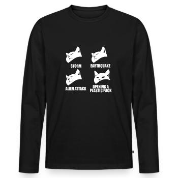 Cat - selective perception - saying - Men's Premium Organic Long Sleeve Shirt - black - Front - Nico (187cm)