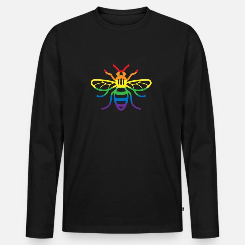 Gay Pride Bee - Männer Premium Bio Langarmshirt - Schwarz
