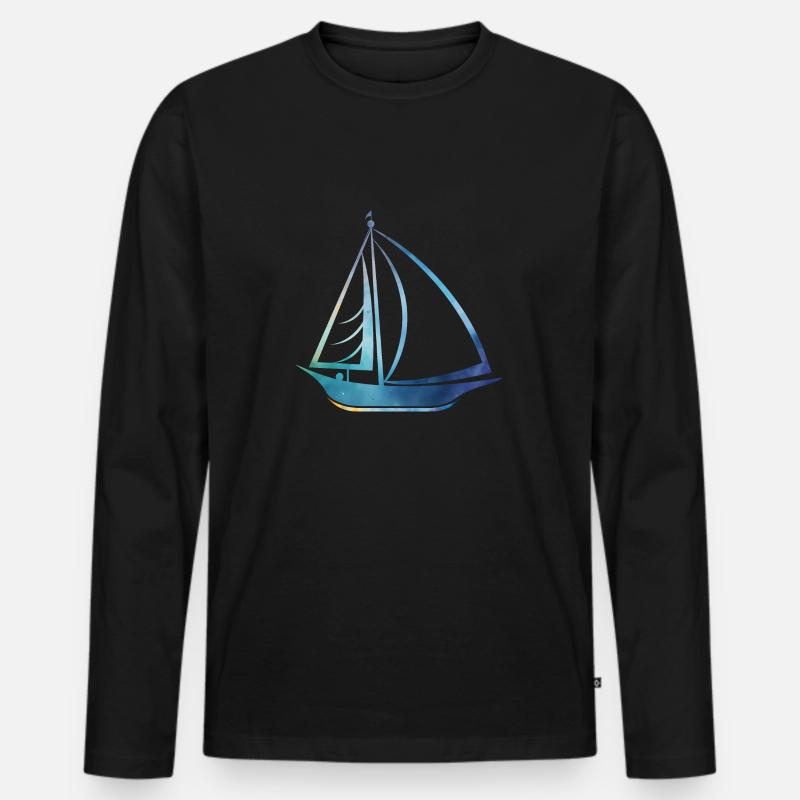 Segelschiff - Männer Premium Bio Langarmshirt - Schwarz
