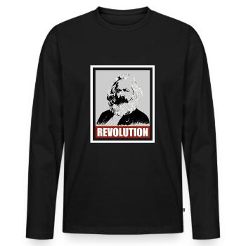 Karl Marx, révolution, communisme, socialisme! - T-shirt manches longues Premium bio Homme - noir - Devant - Nico (187cm)