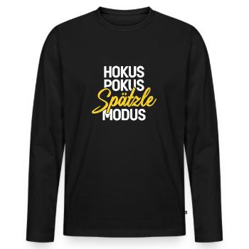 Hokus Pokus (weiß) - Männer Premium Bio Langarmshirt - Schwarz - Vorne - Nico (187cm)