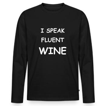 I speak fluent wine - Men's Premium Organic Long Sleeve Shirt - black - Front - Nico (187cm)