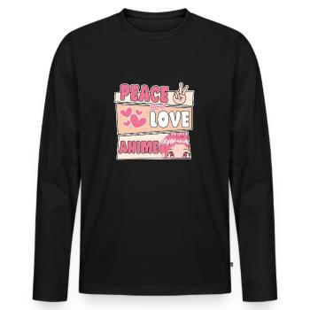 Manga japonais mignon femmes filles cadeau Otaku Kawaii - T-shirt manches longues Premium bio Homme - noir - Devant - Nico (187cm)